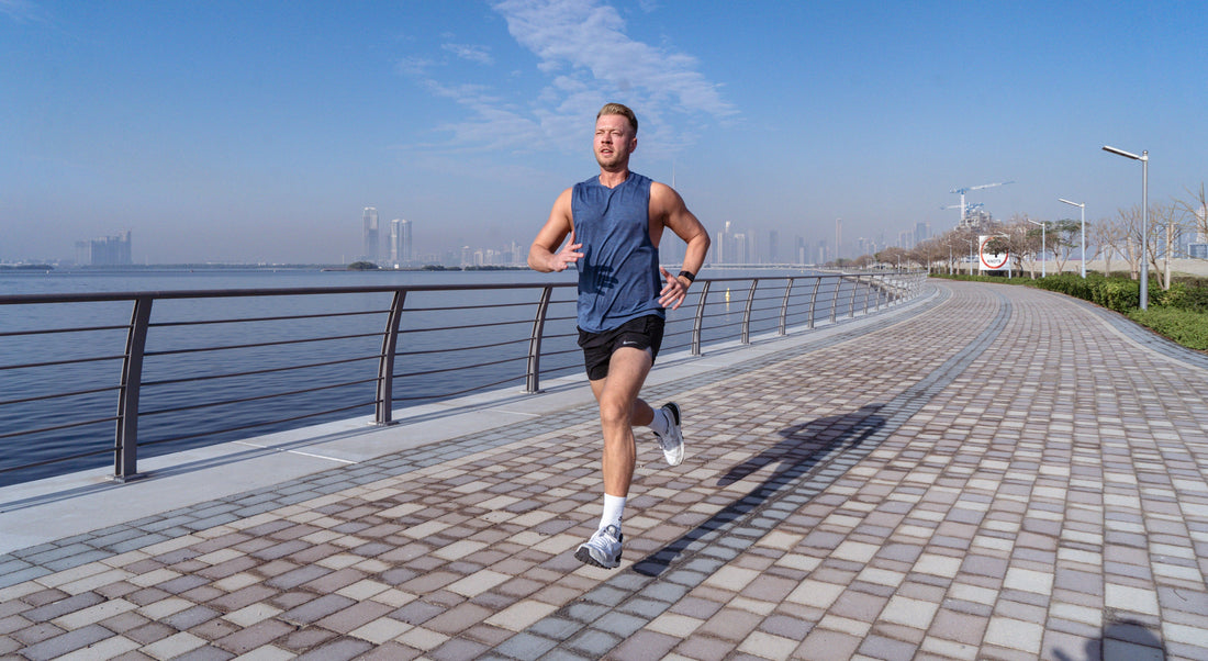 man running with high energy 
