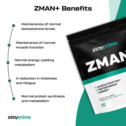 ZMA benefits, normal testosterone levels, muscle function, reduction in tiredness, protein synthesis, energy-yielding 